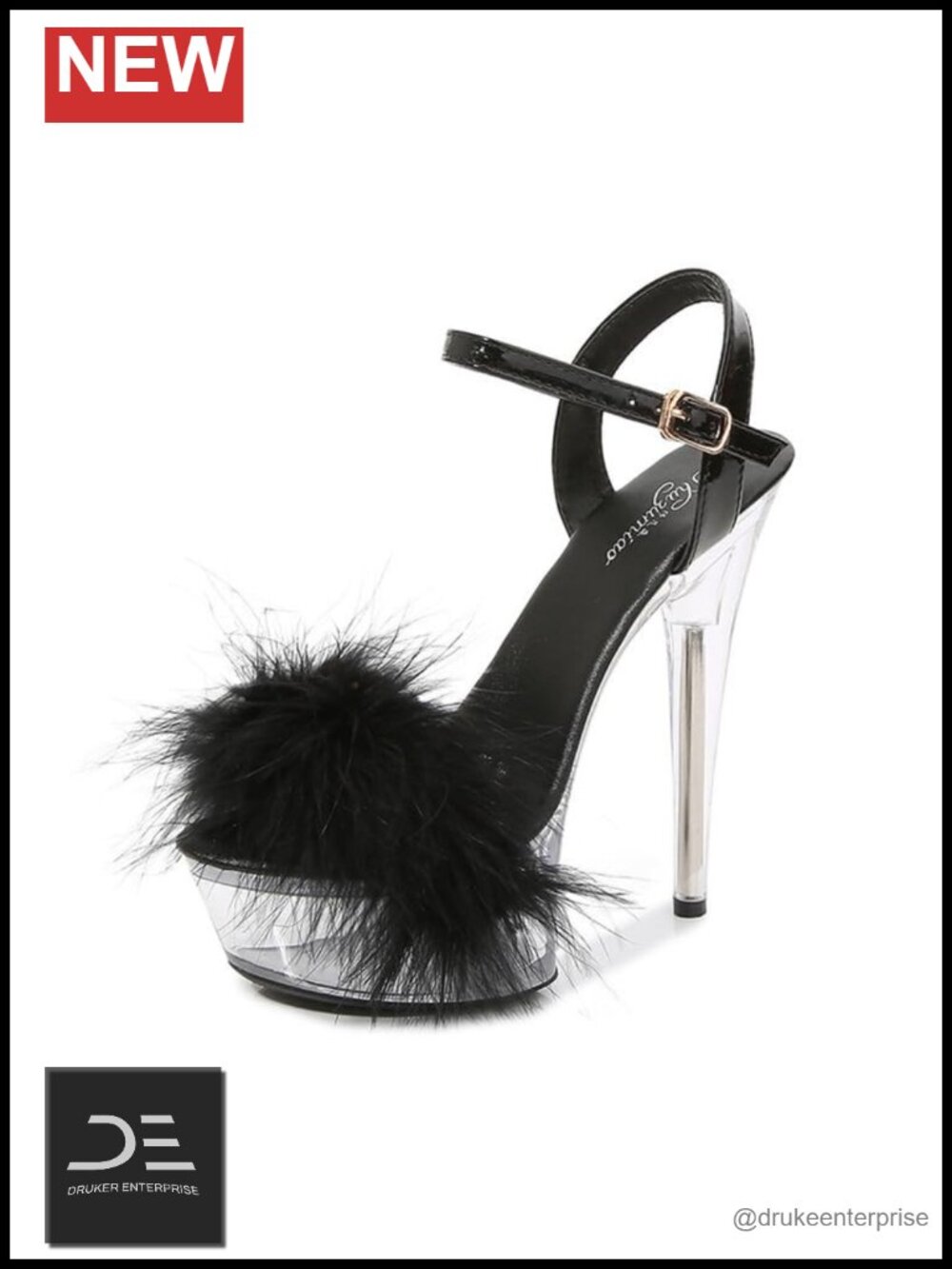 Ankle Strap Clear Platform Stiletto Heels Peep Toe Party Sandals with Buckle